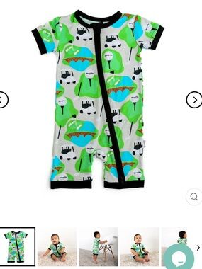 🌲Ryder Golf Shorty Zip - Green & Blue Golf Print Bamboo